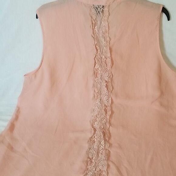 Metaphor Sheer Peach Partial Zip-Front Blouse - Picture 7 of 7